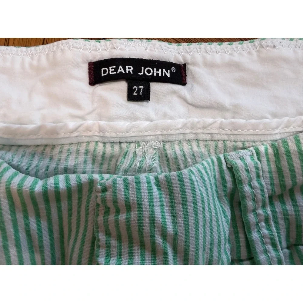 Women's‎ Dear John Classic Pin Striped Cuffed Green Shorts, Size 27